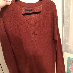 Lace up sweater